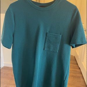 (M) Green Ribbed Pocket  T-Shirt